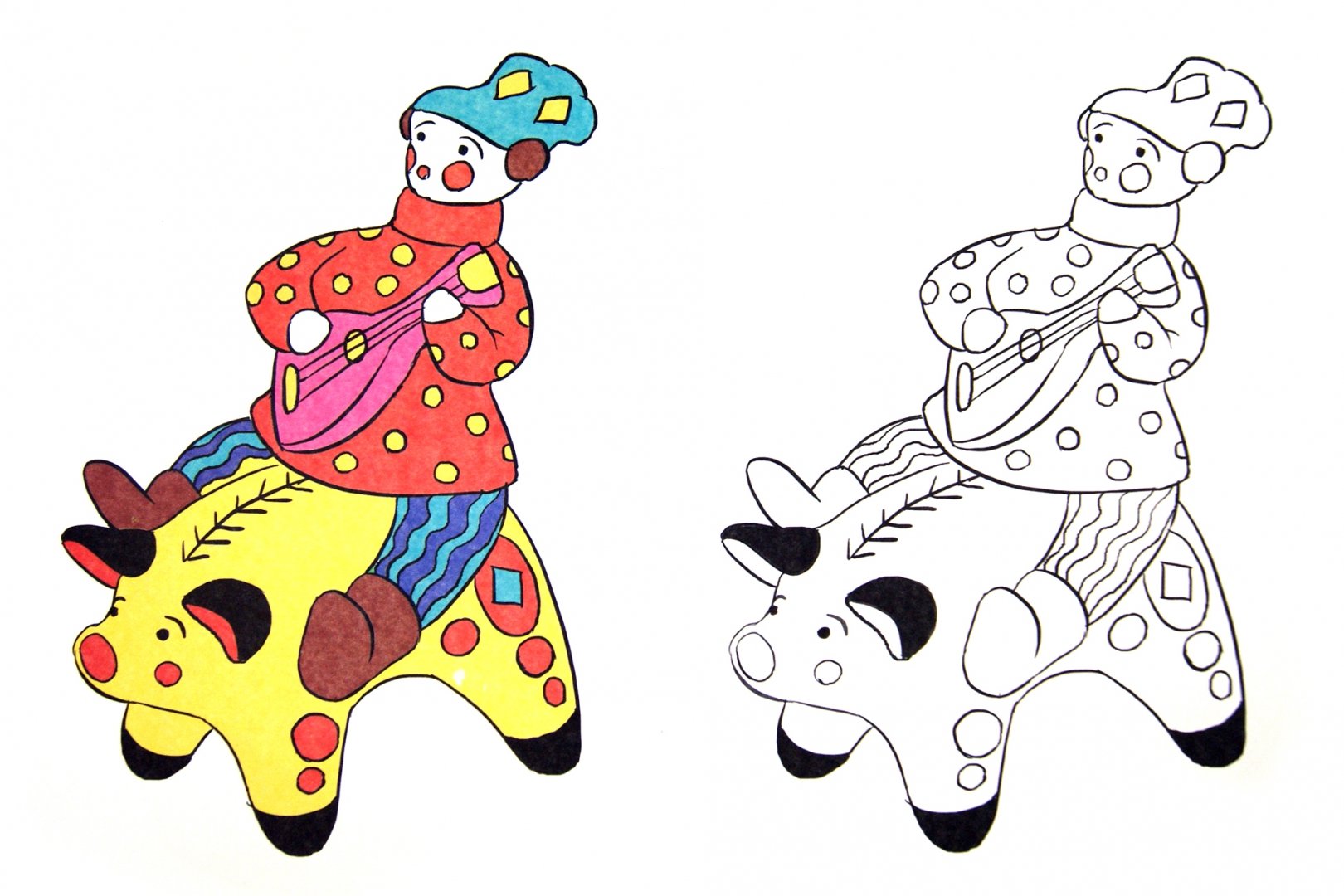 Дымковская игрушка раскраска для детей